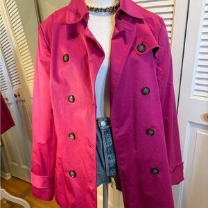 Banana Republic Fuchsia Double-Breasted Trench Coat